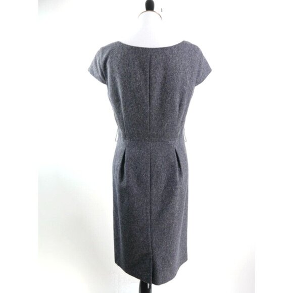 Oscar de la Renta Size 10 Bow Tweed Sheath Dress Cap Sleeve Gray - Picture 4 of 11